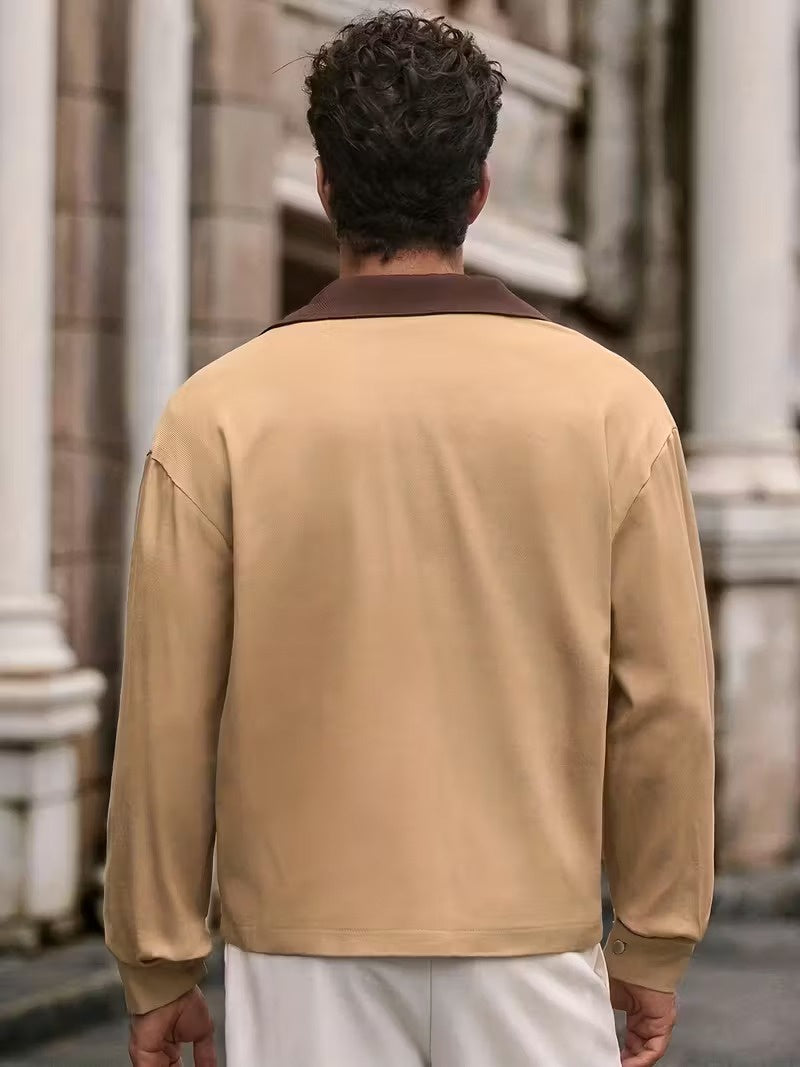 Men’s Button-Up Jacket with Contrast Collar