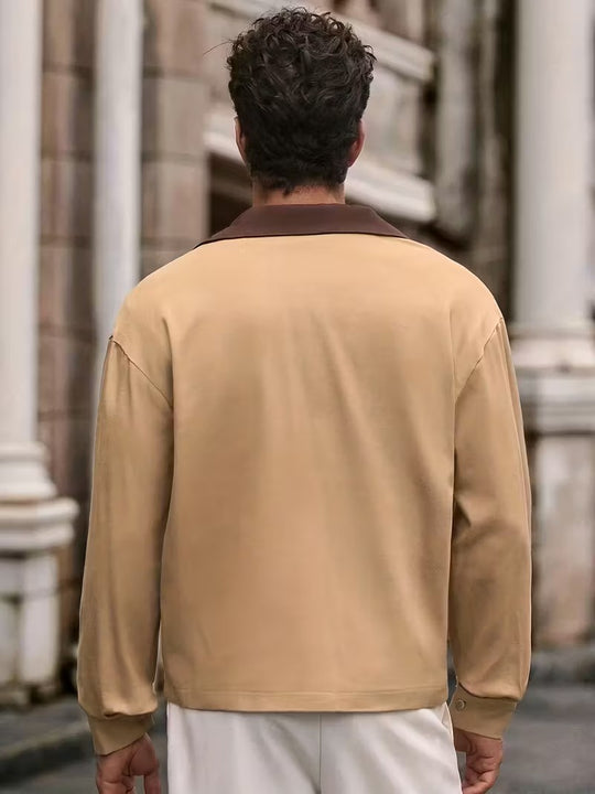 Men’s Button-Up Jacket with Contrast Collar