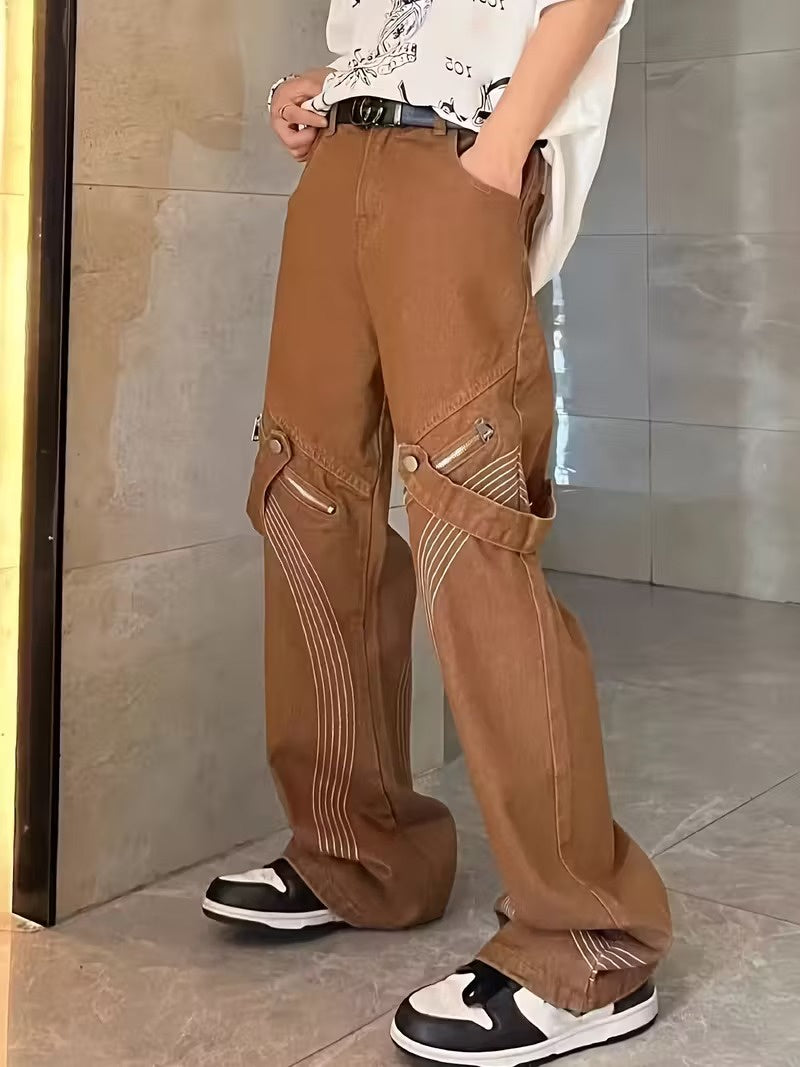 Men’s Wide-Leg Pants with Zippered Pockets