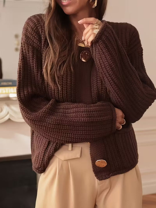 Women's Button-Front Cardigan with Pockets