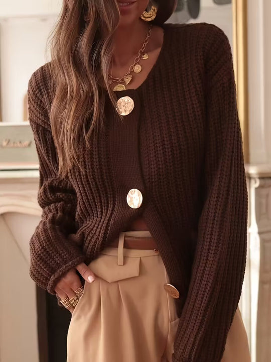 Women's Button-Front Cardigan with Pockets