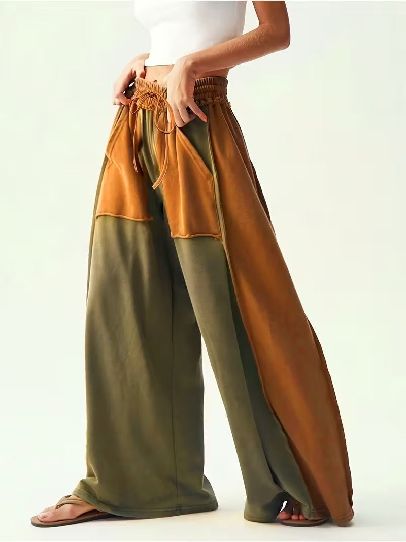 Women's Drawstring Pants with Contrast Panels