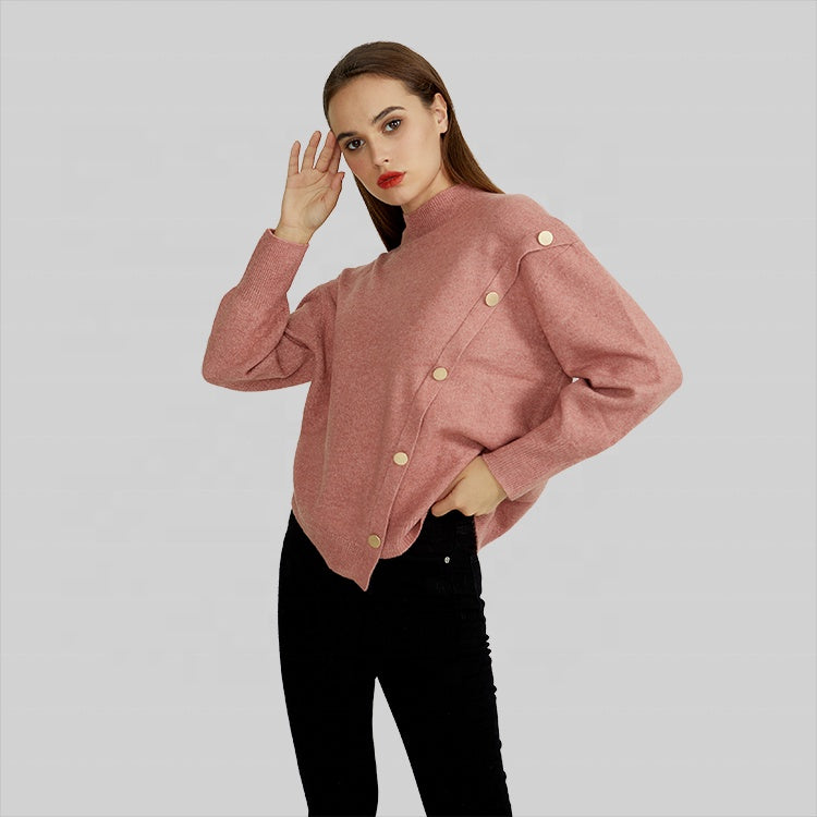 Women's Mock-Neck Sweater with Buttons