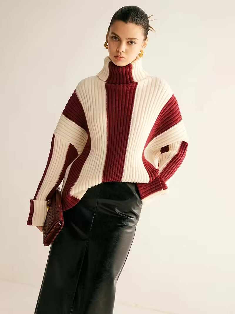 Women's Turtleneck Striped Sweater