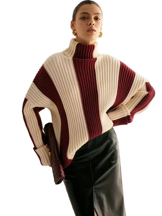 Women's Turtleneck Striped Sweater