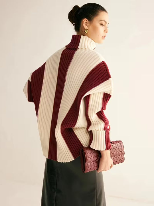 Women's Turtleneck Striped Sweater