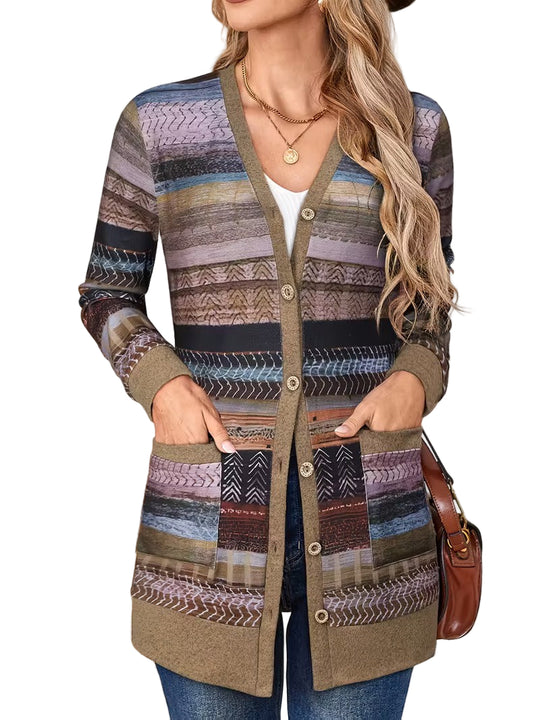 Women's V-Neck Cardigan with Pockets