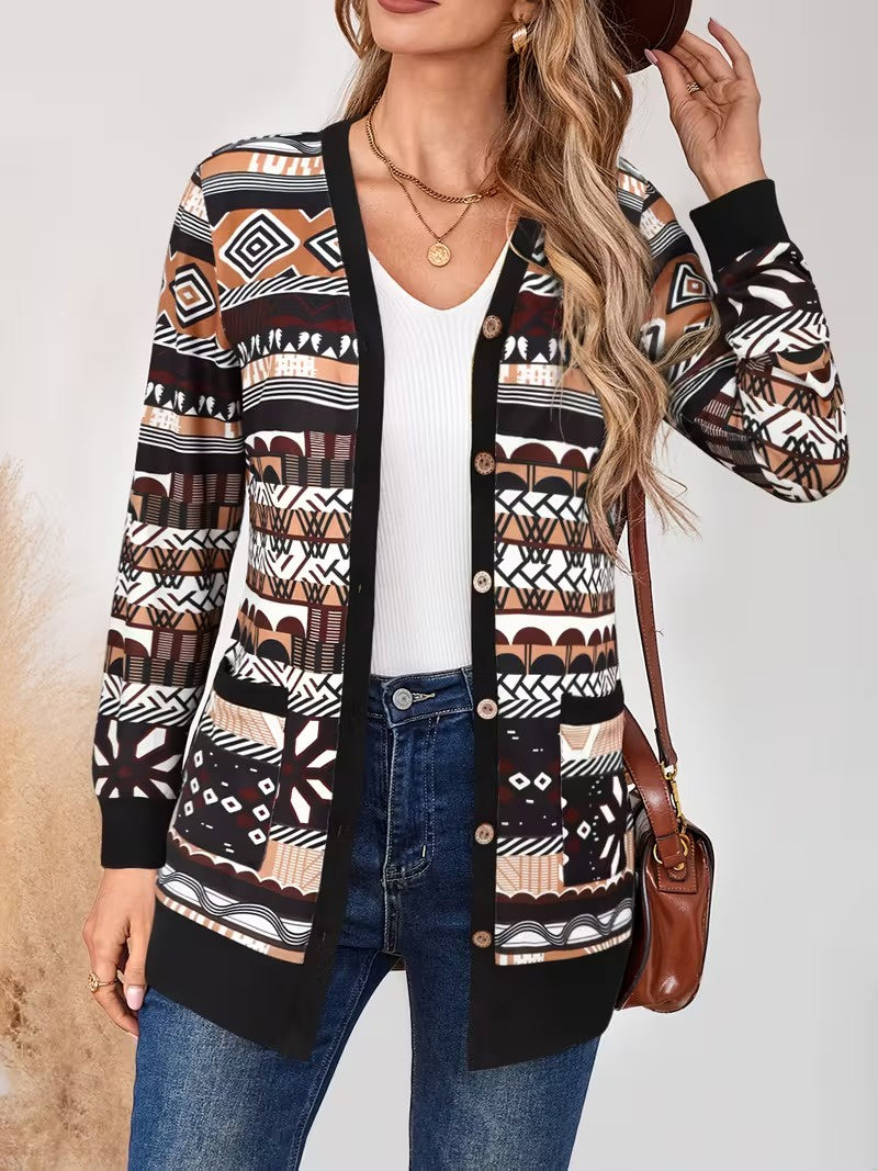 Women's V-Neck Cardigan with Pockets