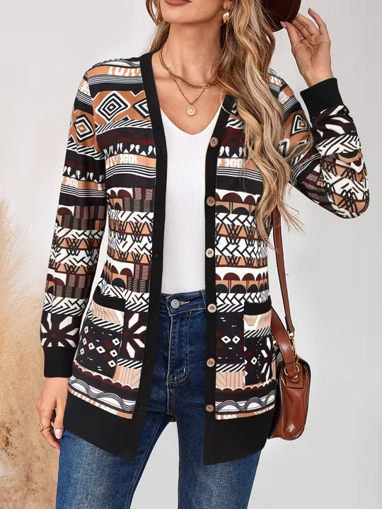 Women's V-Neck Cardigan with Pockets