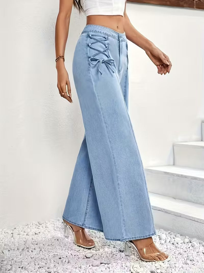 Women's Wide-Leg Pants with Laces